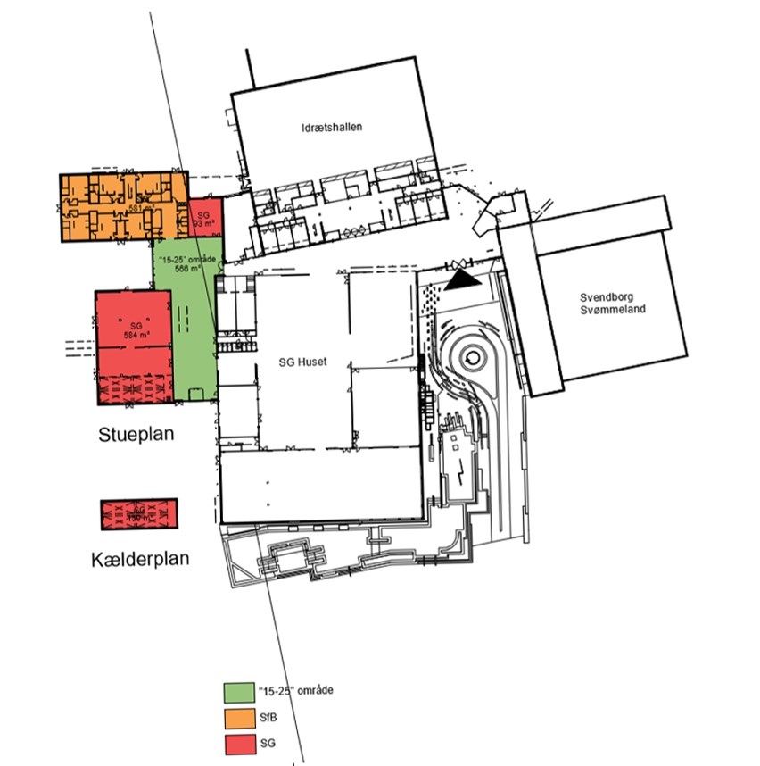 Svendborg Idrætscenter SFB. Nyt klubhus. Tegning