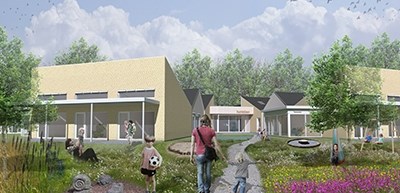 Daginstitution Humlebien, Svendborg. Bæredygtigt byggeri certificeret til DGNB Bronze. Illustration